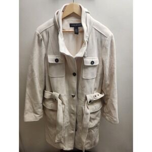 Lane‎ Bryant Women Cream Wool Blend Belted Trench Coat Size 18 20